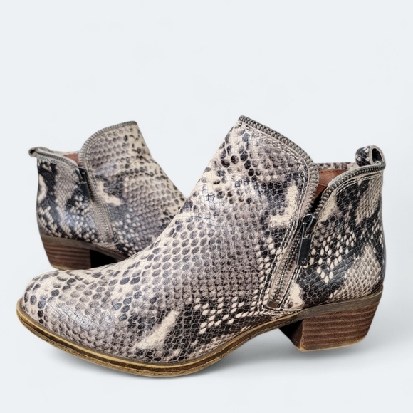 Lucky Brand Snakeskin Print Leather Bartalino zipper ankle boots Size 7.5 - Picture 3 of 17